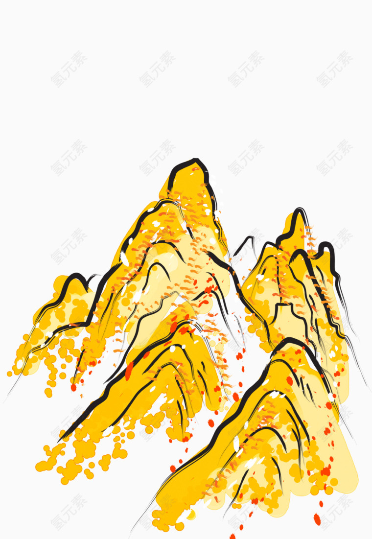 彩绘黄色的山峰