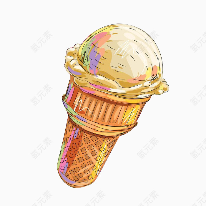 手绘彩色冰淇淋