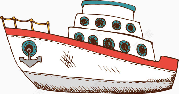 卡通船轮船素材