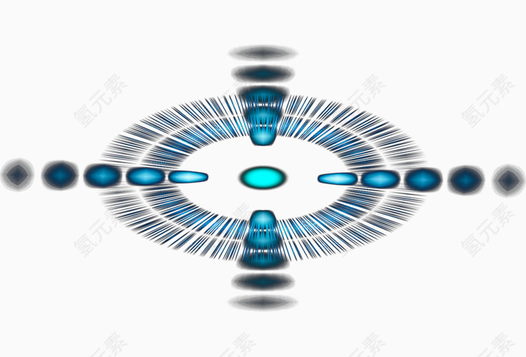 蓝色圆环发光效果元素