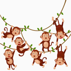 一群猴子卡通手绘