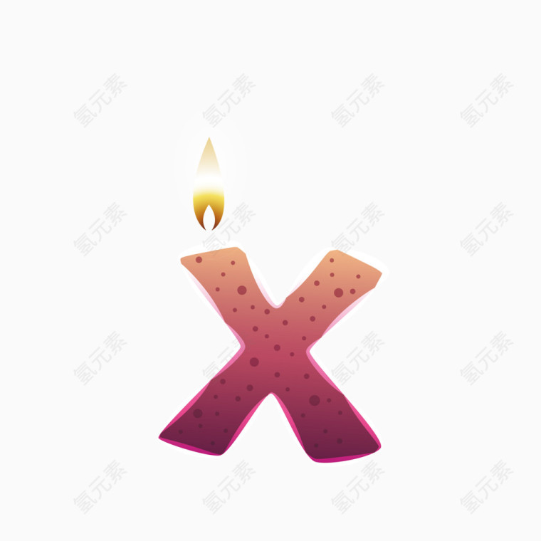 卡通蜡烛彩色字母X