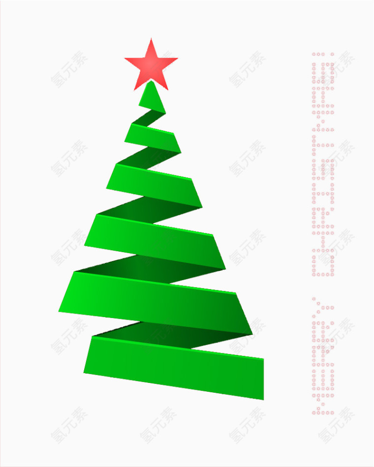 绿色丝带圣诞树矢量素材