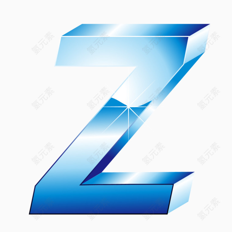 立体冰蓝效果字母Z