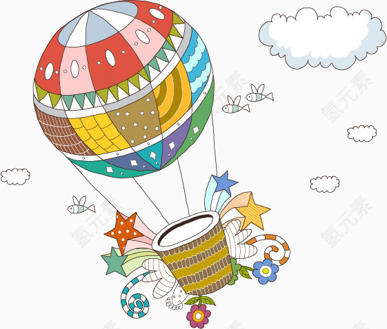 卡通手绘热气球