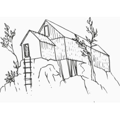 素描山间小屋