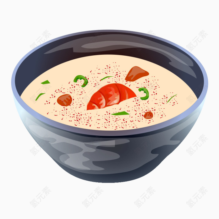 手绘卡通食品海鲜汤