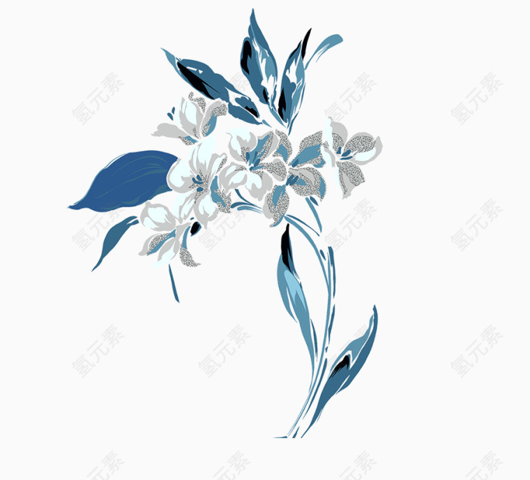 手绘中国风白色花朵