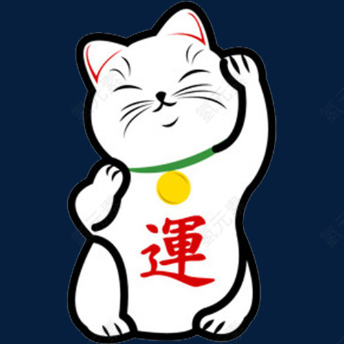 手绘卡通线条招财猫