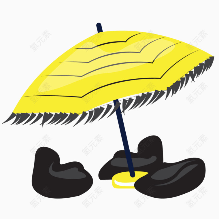 夏日海滩遮阳伞手绘