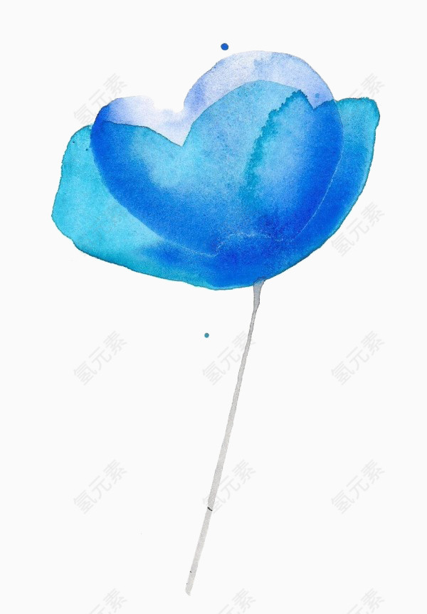 蓝色水彩花