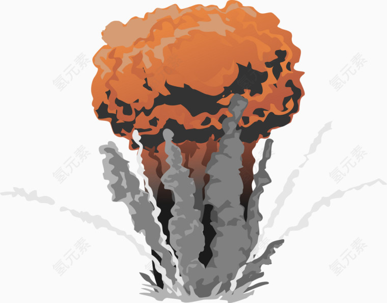 火山爆发卡通手绘效果元素