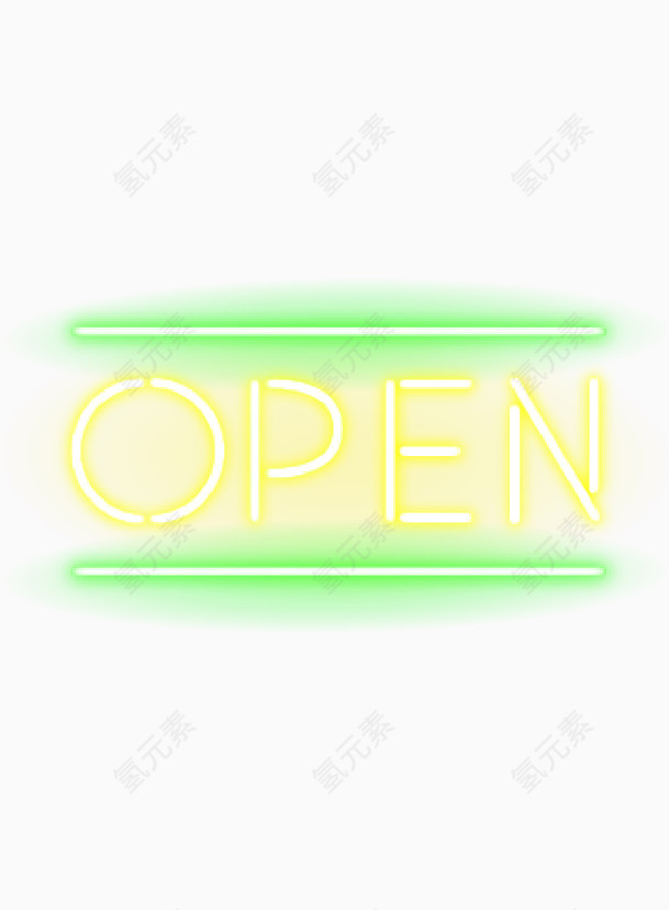 open开业绿色霓虹灯