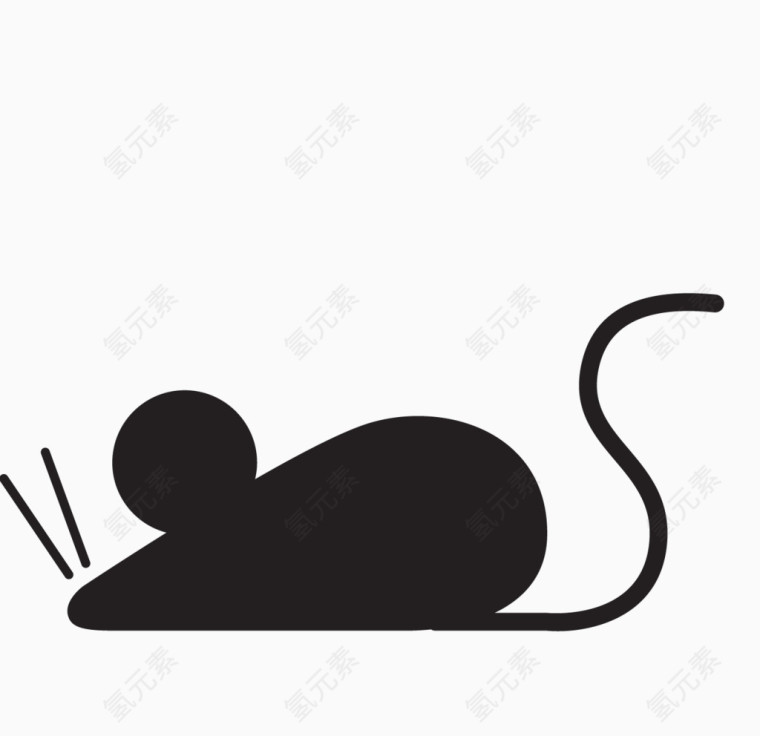 黑色手绘的动物老鼠