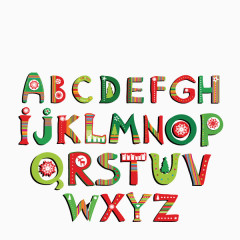 数字字母 糖果色 卡通字 圣诞字体