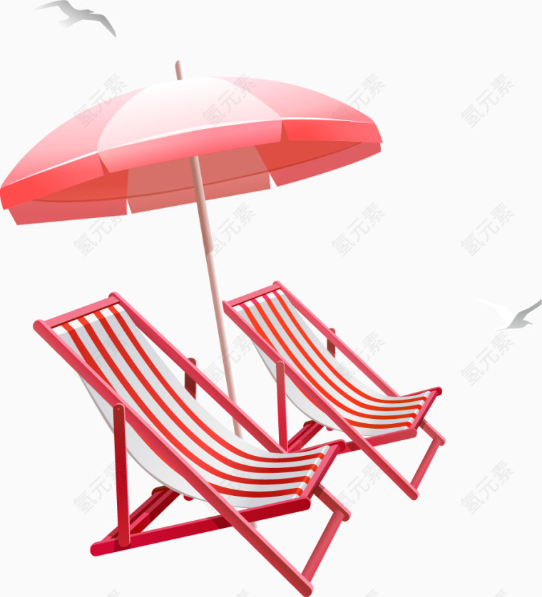 夏日防晒伞沙滩椅