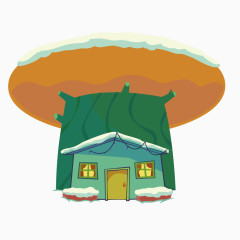 橘黄色矢量蘑菇型卡通小木屋
