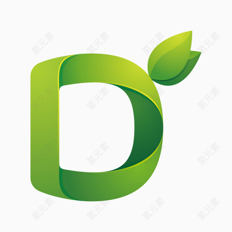 绿色环保叶子字母字体D