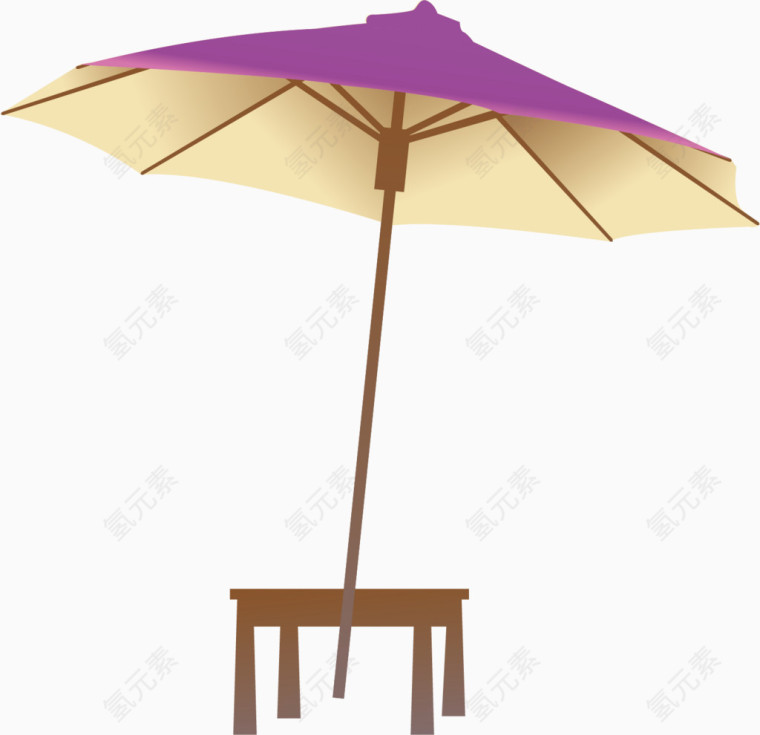 伞桌子卡通手绘图标元素