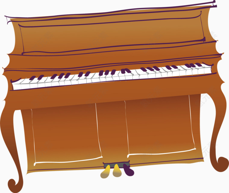 钢琴卡通手绘图标元素
