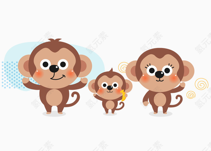 三只猴子卡通形象