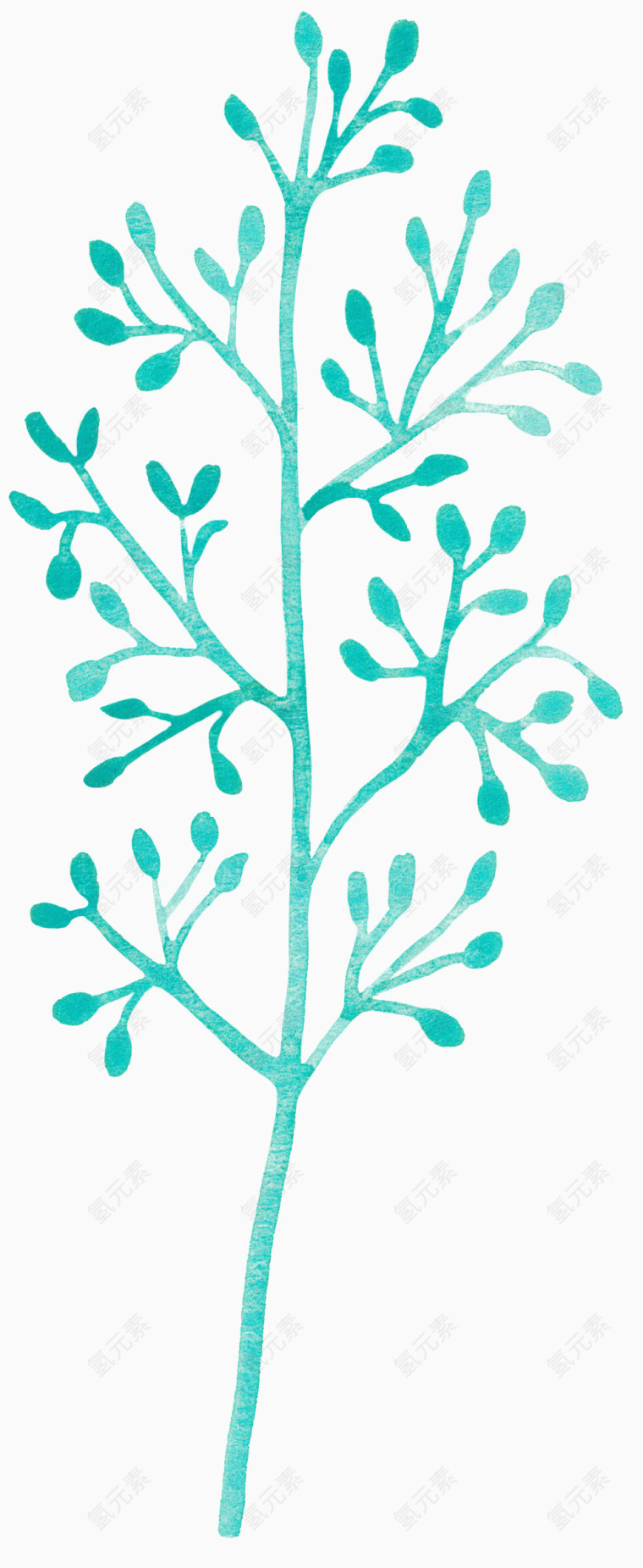 蓝色手绘小点树