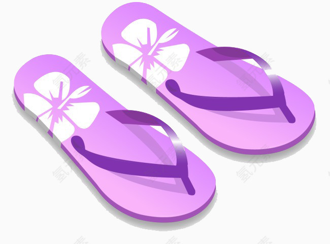 紫色花纹人字拖鞋