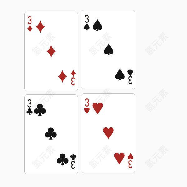 扑克牌 4花色 数字7