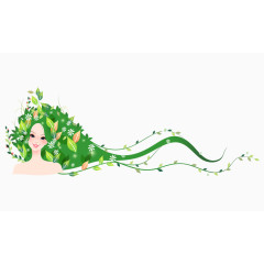 卡通绿色植物美女仙女