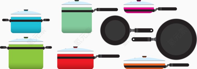 多彩厨房用品矢量图