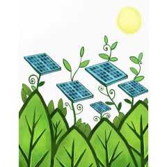 手绘清洁能源太阳能