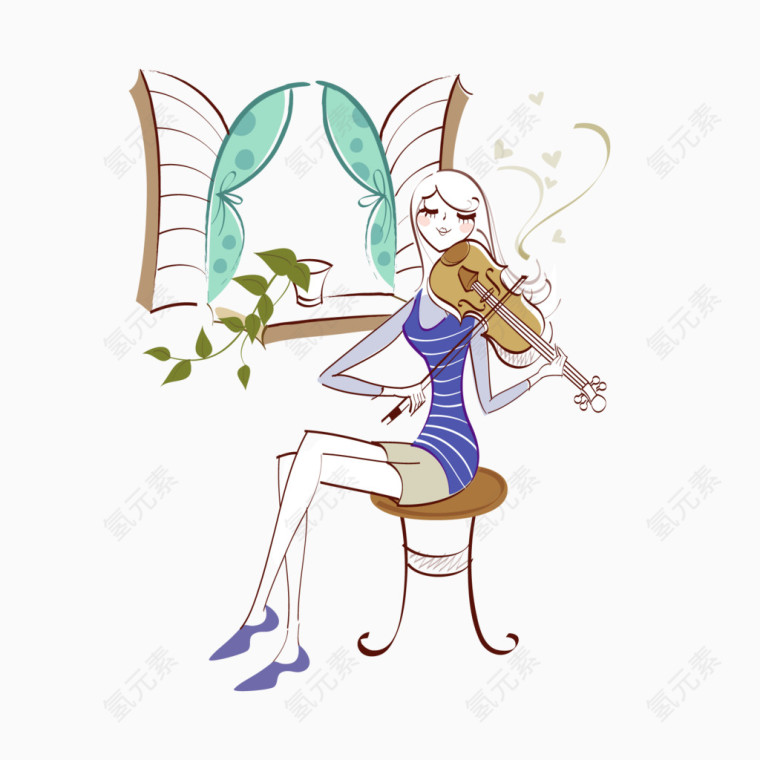 唯美拉小提琴的女孩