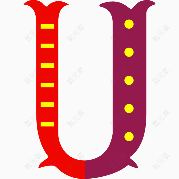 彩色马戏团字母U