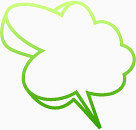 双层叠加绿色边框云朵对话框