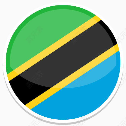坦桑尼亚Flat-Round-World-Flag-icons