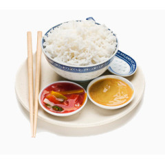 个的米饭与配菜