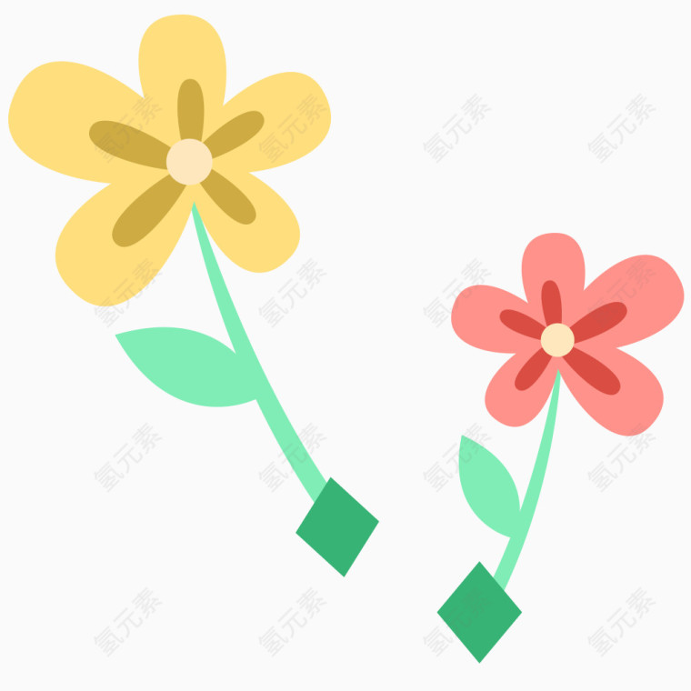 花卉植物卡通插画素材