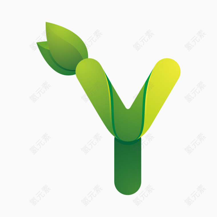 绿色环保叶子字母字体Y