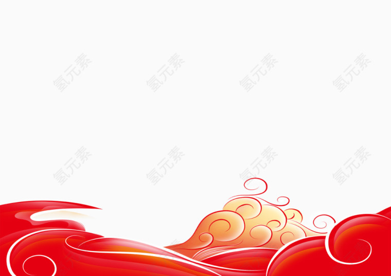 红色云彩海浪图形