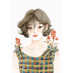 小清新少女手绘插画