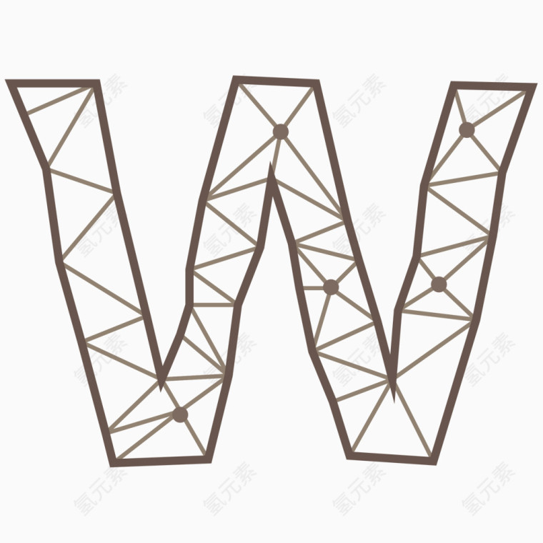 线框三角形几何字母W