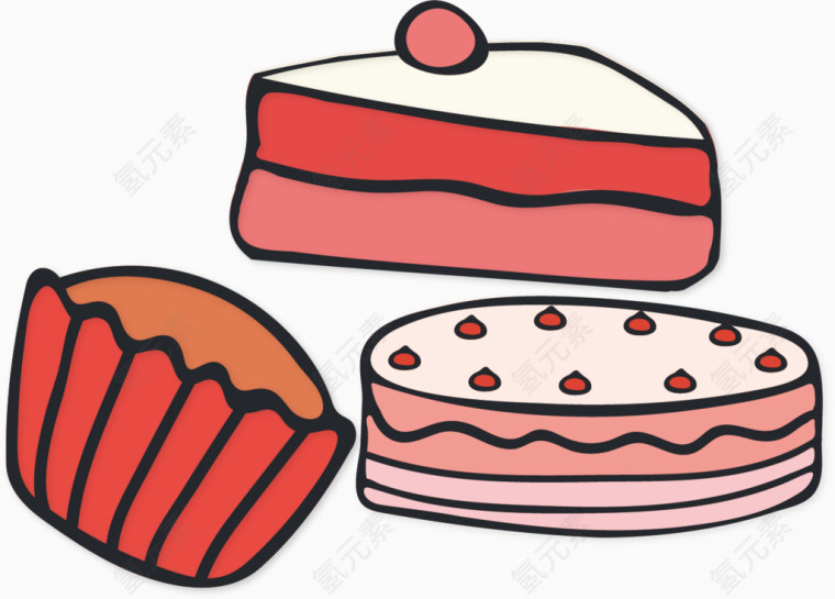 蛋糕简易画卡通手绘装饰元素