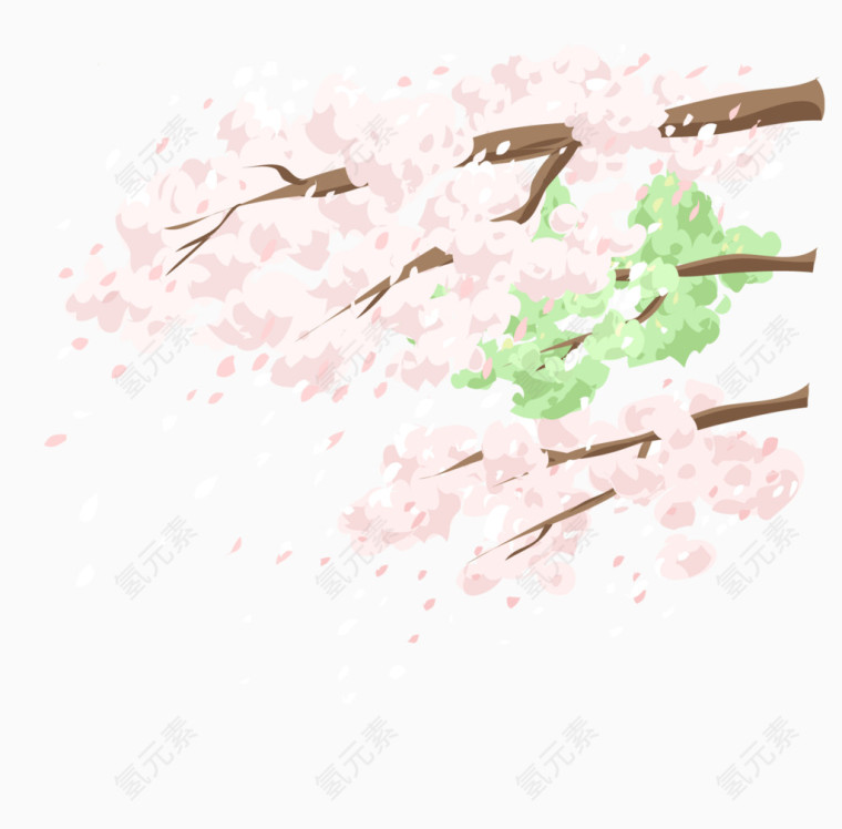 彩绘粉色花风景