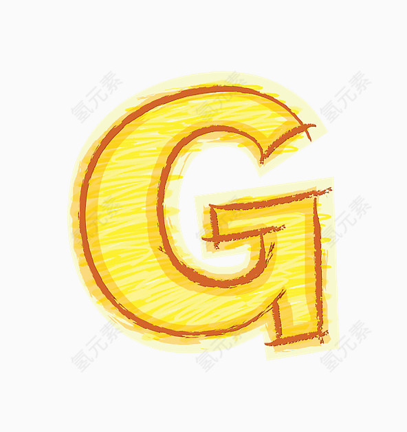 橙色手绘字母G