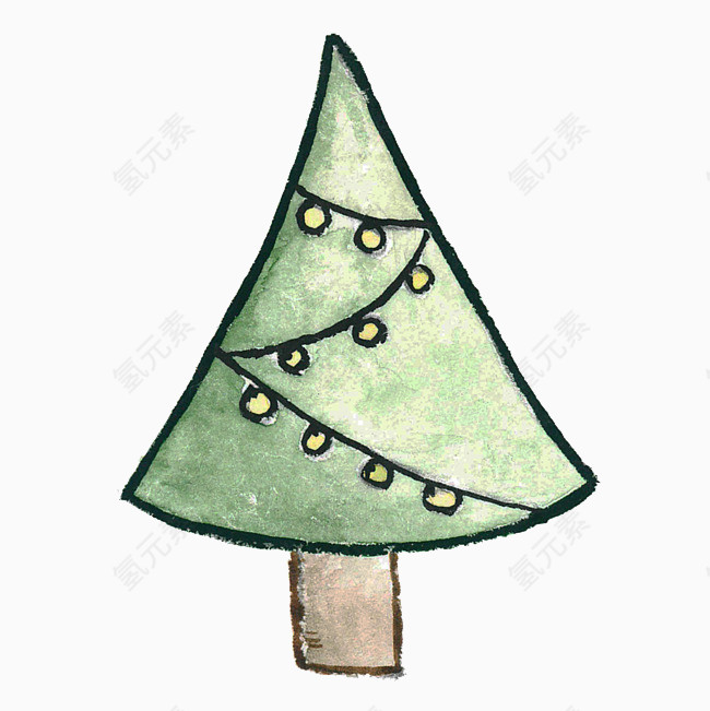 手绘水墨圣诞树