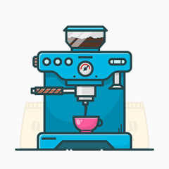 一台制作咖啡的蓝色机器