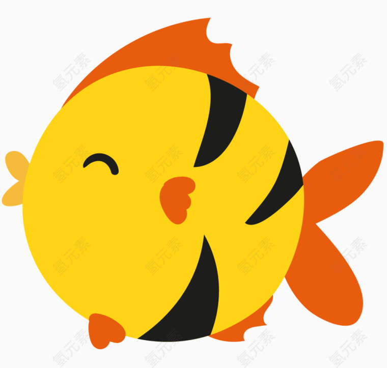 卡通手绘可爱的黄色小鱼 