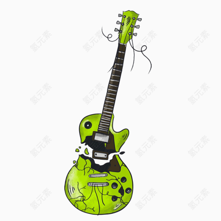 绿色断裂的吉他