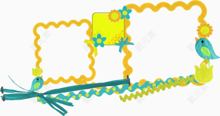 花卉边框线描花卉矢量素材