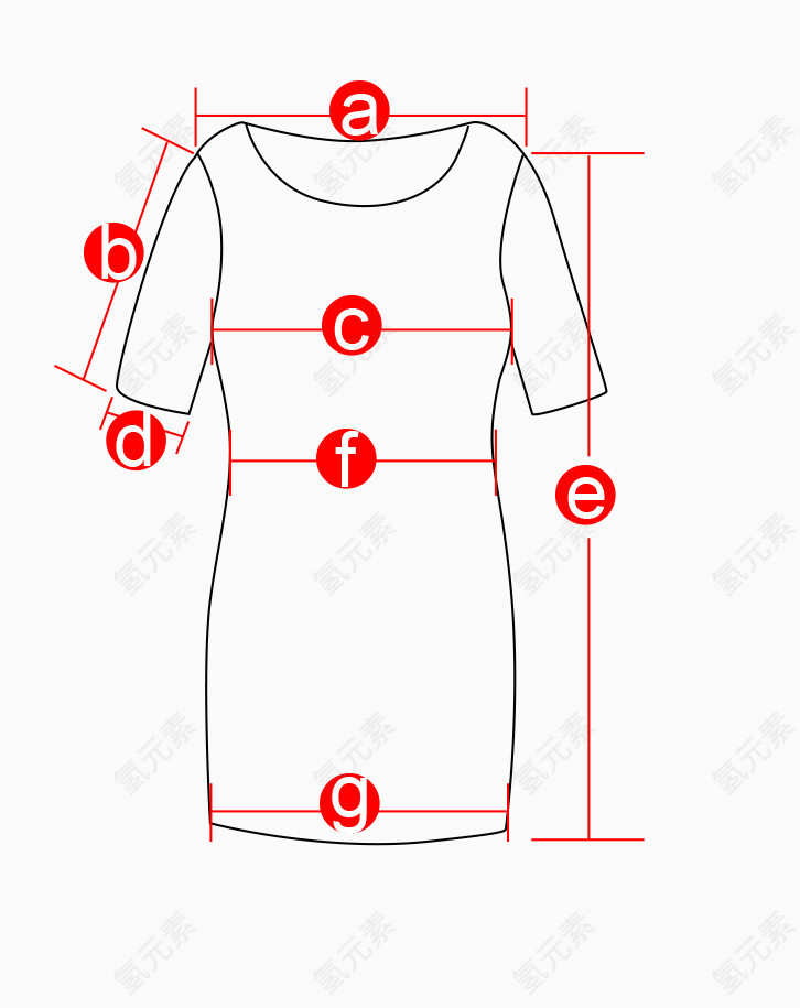 裙子服装线稿衣服测量简笔画线条